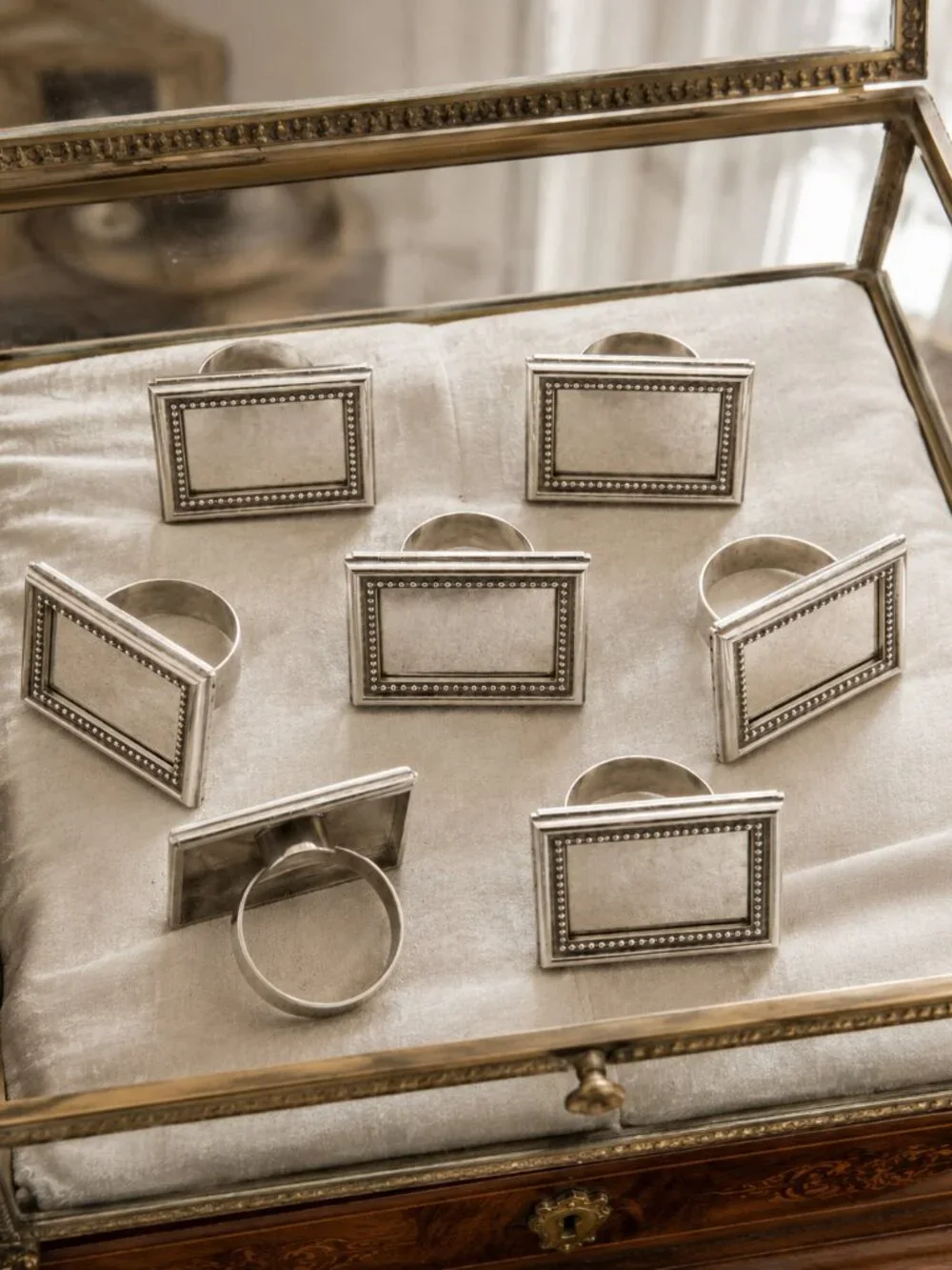 Set of 6 Vintage Silver Plated Place Card Holders Napkin Rings